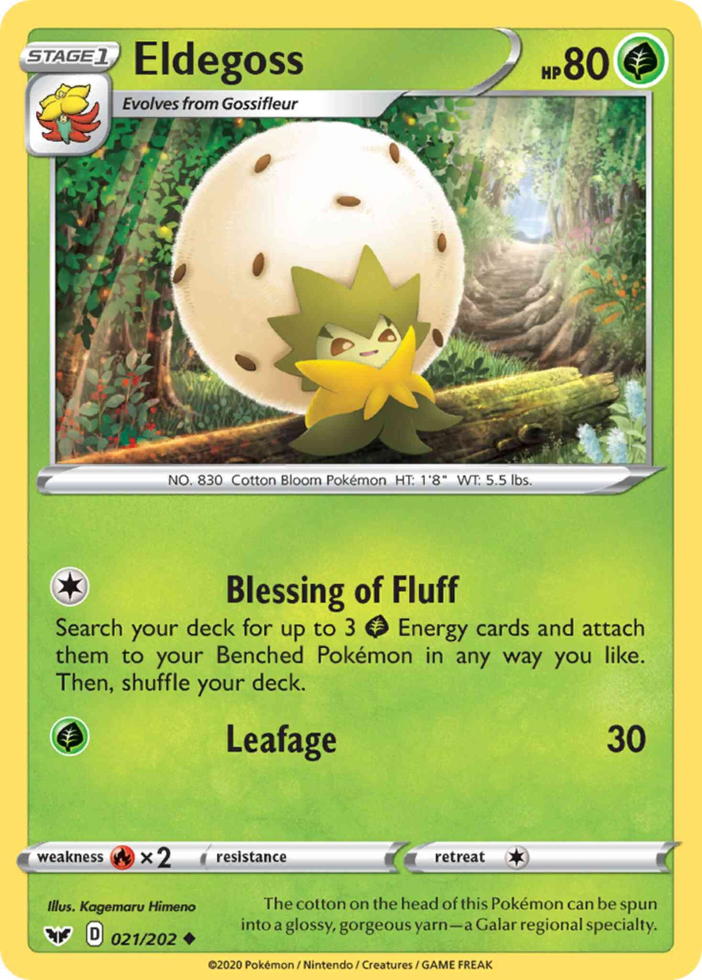 Eldegoss - 021/202 - Uncommon [swsh1-021] [Reverse Holo]