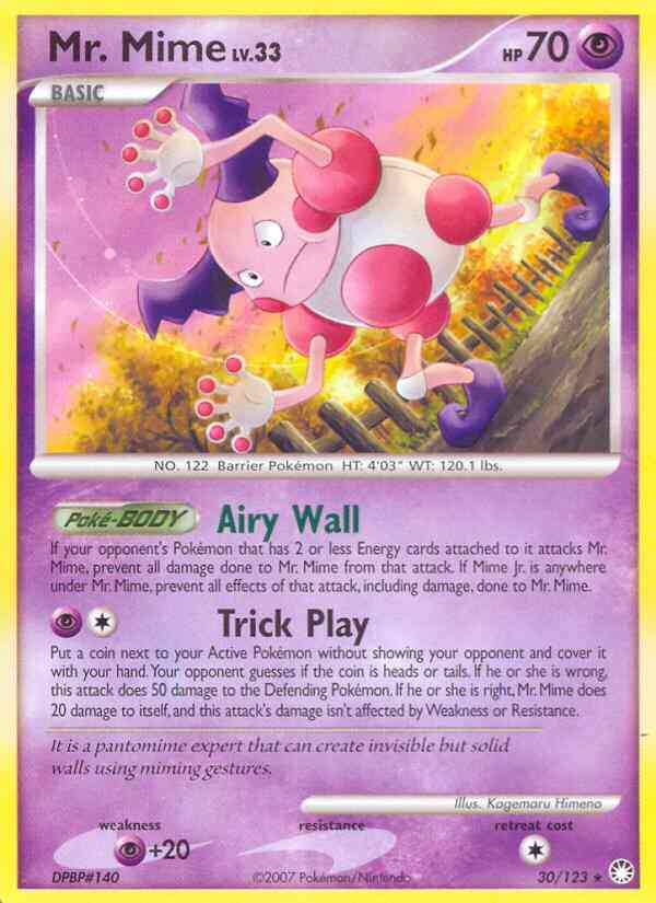 Mr. Mime - 30/123 - Rare [dp2-30] [Reverse Holo]