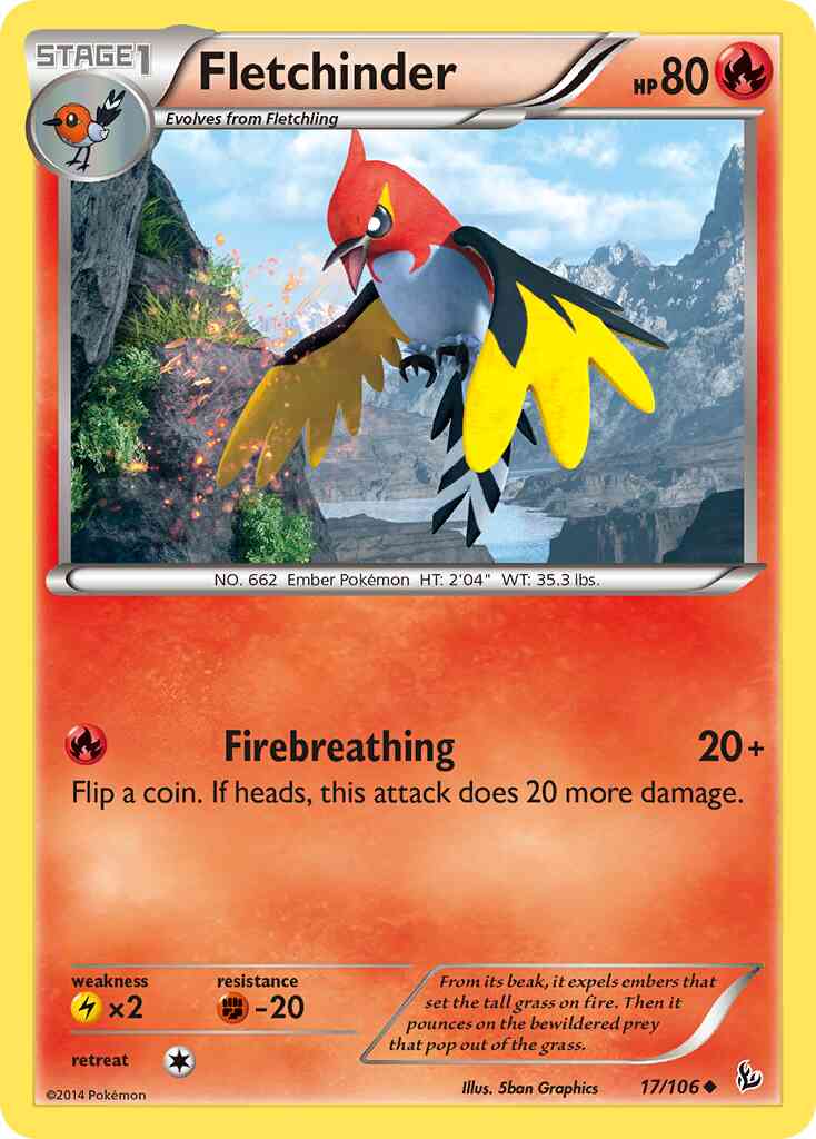 Fletchinder - 17/106 - Uncommon [xy2-17] [Non-Holo]