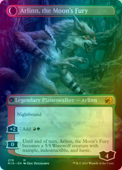 Arlinn, the Pack's Hope // Arlinn, the Moon's Fury [279] [Borderless] [Innistrad: Midnight Hunt] [Foil]