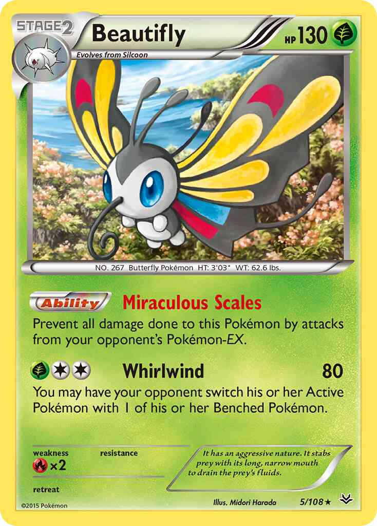Beautifly - 5/108 - Rare Holo [xy6-5] [Reverse Holo]