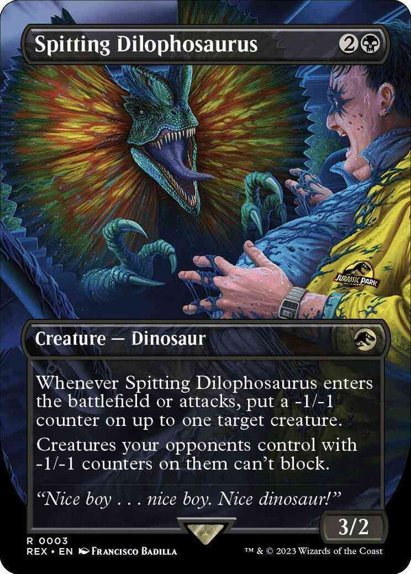 Spitting Dilophosaurus [3] [Borderless] [Universes Beyond: Jurassic World Collection] [Non-Foil]