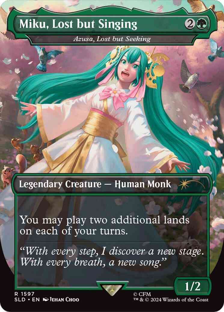 Miku, Lost but Singing - Azusa, Lost but Seeking [1597] [Borderless] [Hatsune Miku: Sakura Superstar] [Secret Lair Drop] [Non-Foil]