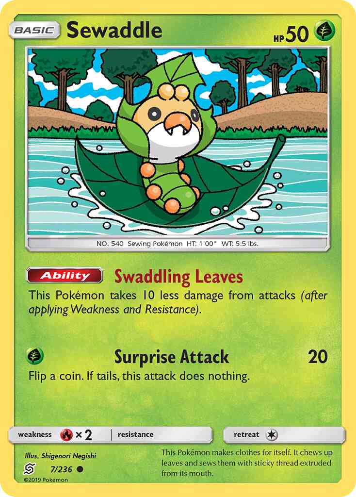 Sewaddle - 7/236 - Common [sm11-7] [Reverse Holo]