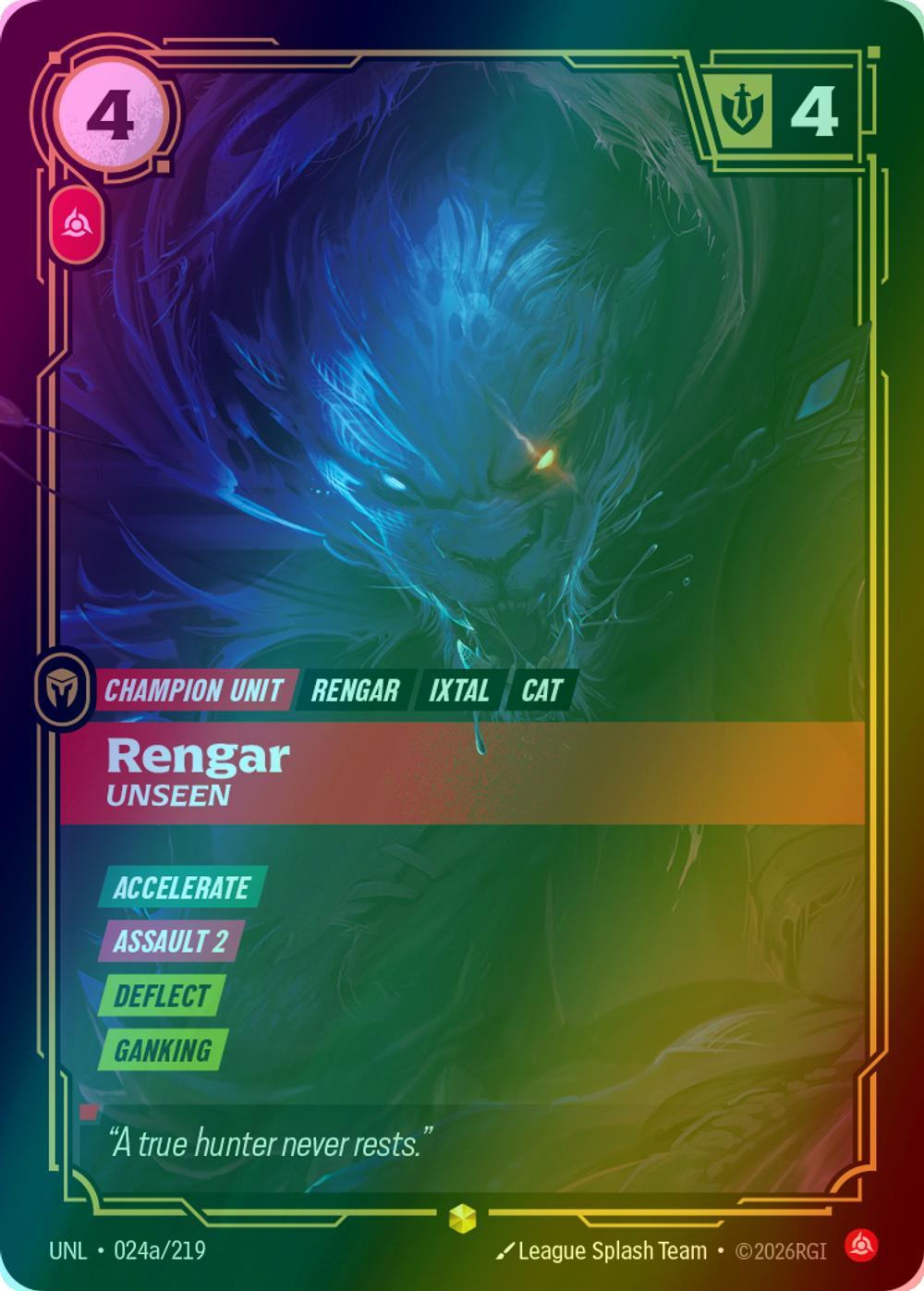 Rengar - Unseen (Alternate Art) - 024a/219 [Unleashed] [Foil]