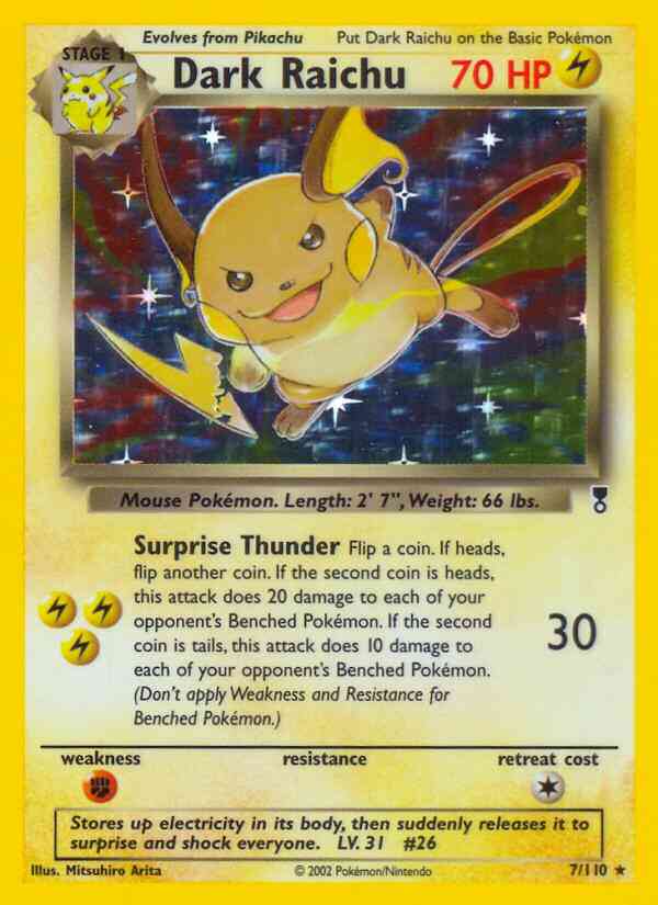 Dark Raichu - 7/110 - Rare [base6-7] [Reverse Holo]