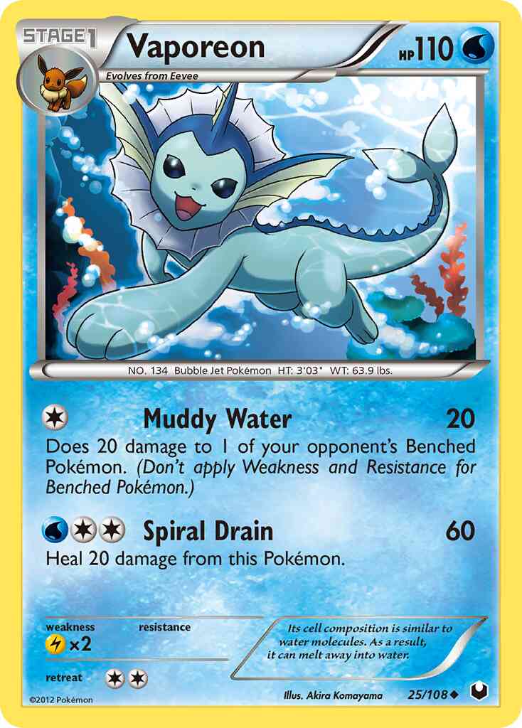 Vaporeon - 25/108 - Uncommon [bw5-25] [Non-Holo]