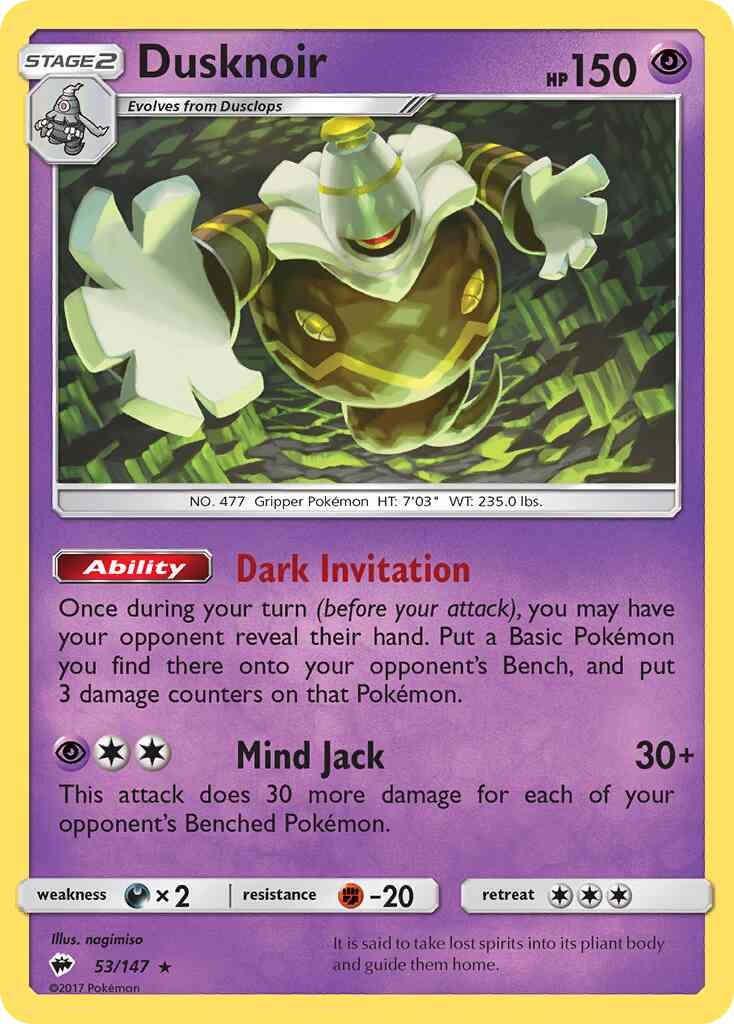 Dusknoir - 53/147 - Rare Holo [sm3-53] [Reverse Holo]