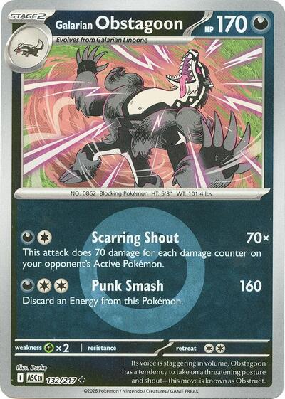 Galarian Obstagoon - Energy Symbol Pattern - 132/217 - Uncommon [me025-132] [Reverse Holo]