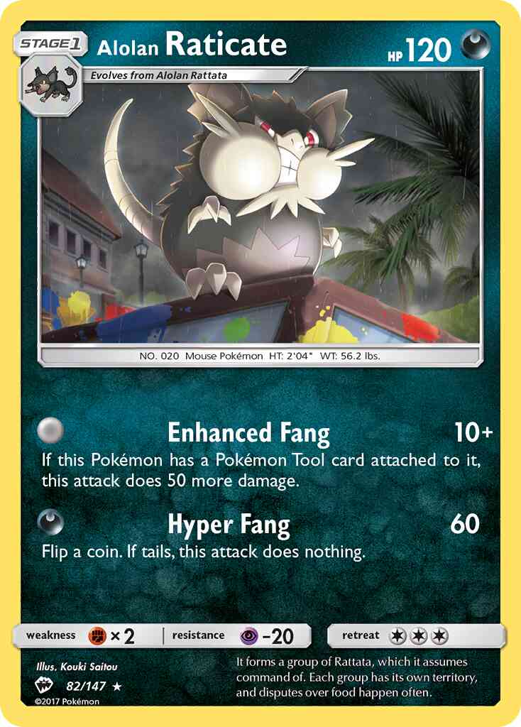 Alolan Raticate - 82/147 - Rare [sm3-82] [Reverse Holo]