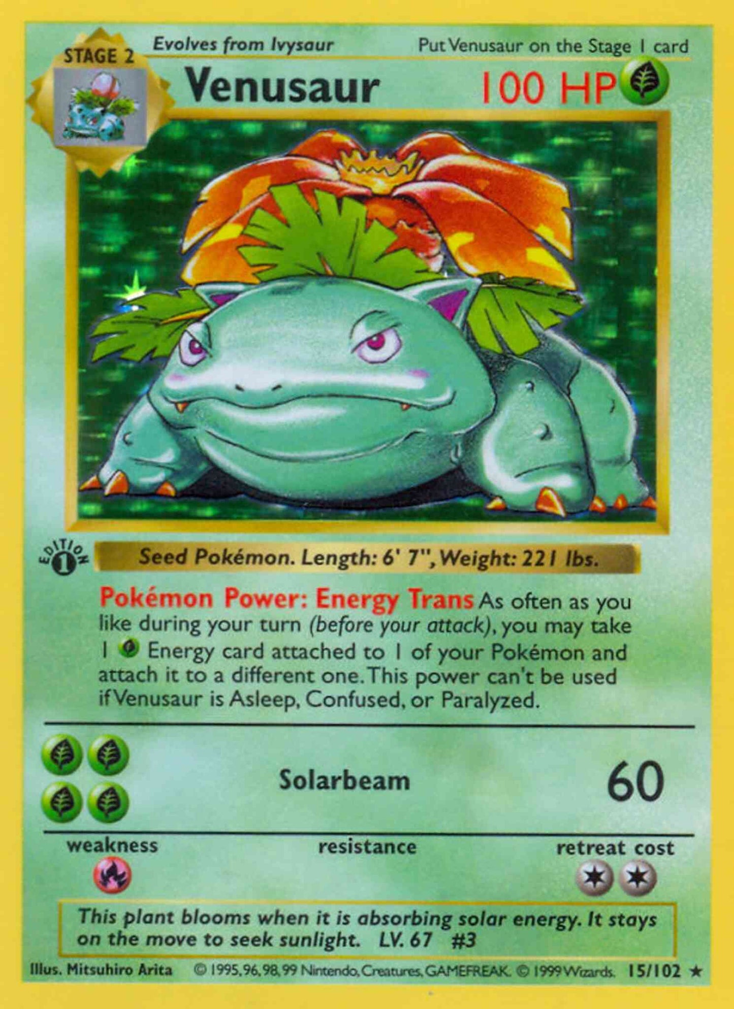 Venusaur - 15/102 - Rare - 1st Edition [base1-15] [Holo]