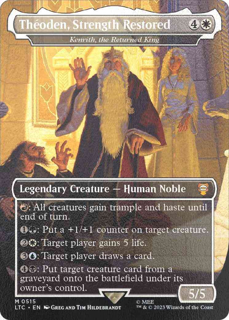 Théoden, Strength Restored - Kenrith, the Returned King [515] [Borderless] [The Lord of the Rings: Tales of Middle-earth: Commander] [Silver Foil]