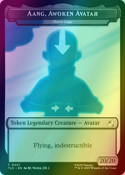 Aang, Awoken Avatar - Marit Lage Token (01) // Treasure Token (22) [TLE/TLA Set Symbol] [Avatar: The Last Airbender Eternal: Tokens] [Foil]