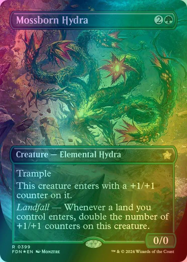 Mossborn Hydra [399] [Borderless] [Foundations] [Mana Foil]
