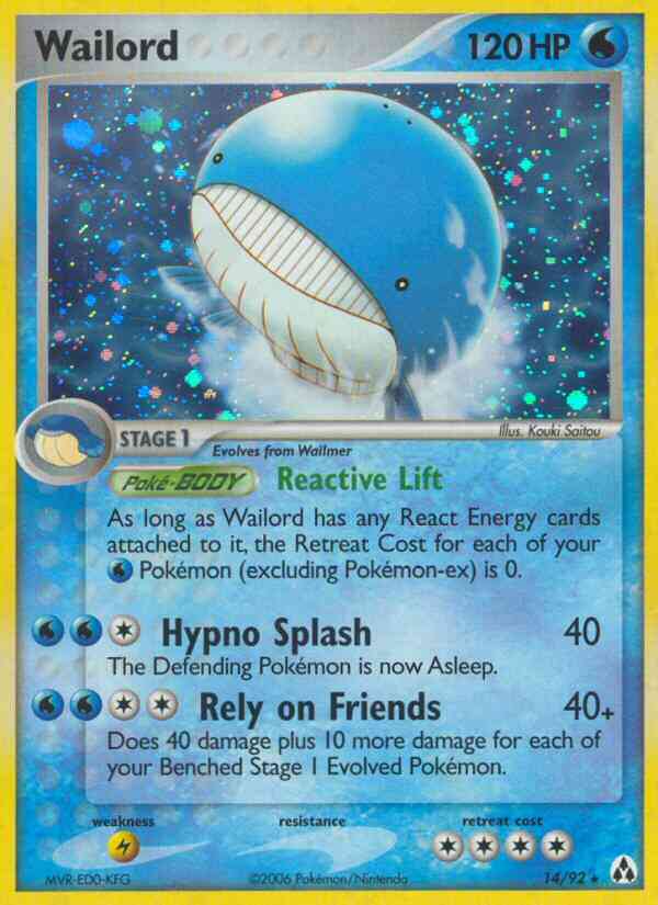 Wailord - 14/92 - Rare Holo [ex12-14] [Reverse Holo]