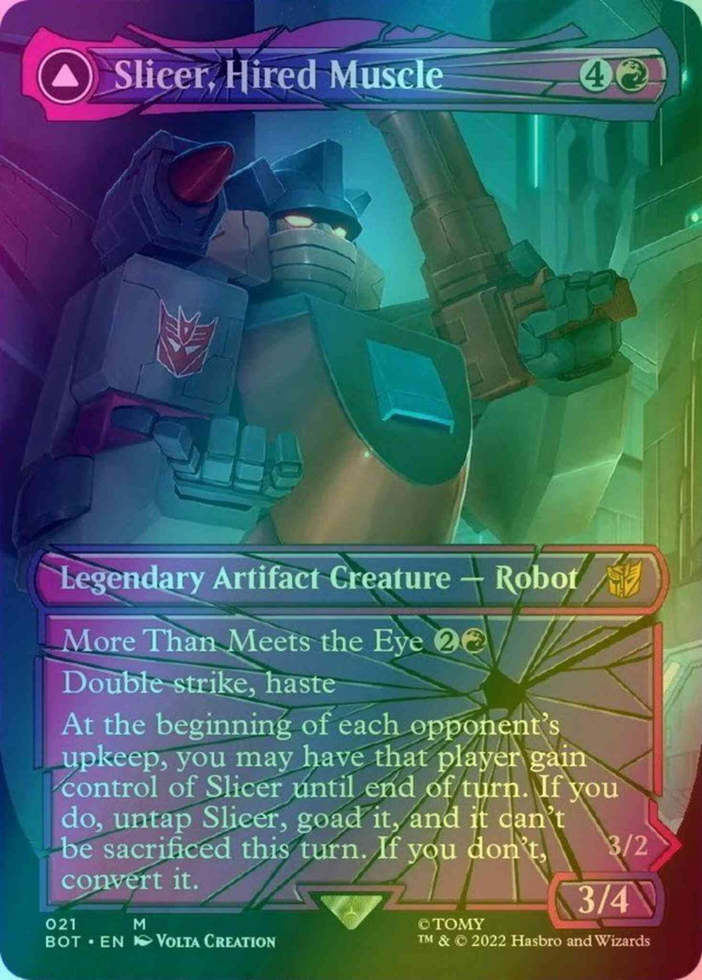 Slicer, Hired Muscle // Slicer, High-Speed Antagonist [21] [Borderless] [Shattered Glass] [Universes Beyond: Transformers] [Foil]