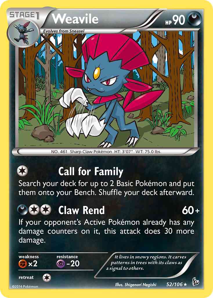 Weavile - 52/106 - Rare [xy2-52] [Non-Holo]