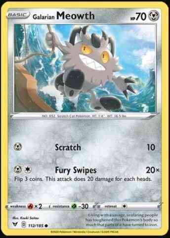 Galarian Meowth - 112/185 - Common [swsh4-112] [Reverse Holo]