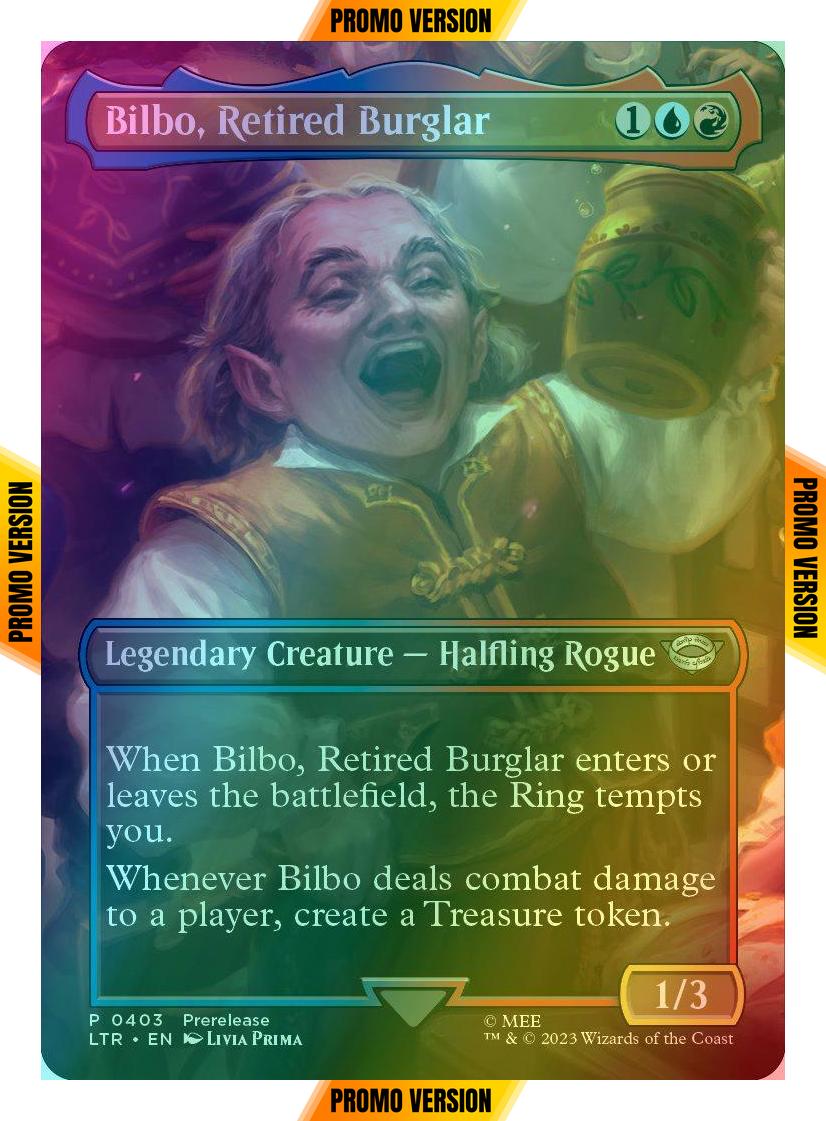 Bilbo, Retired Burglar [403] [Borderless] [Prerelease] [The Lord of the Rings: Tales of Middle-earth] [Foil]