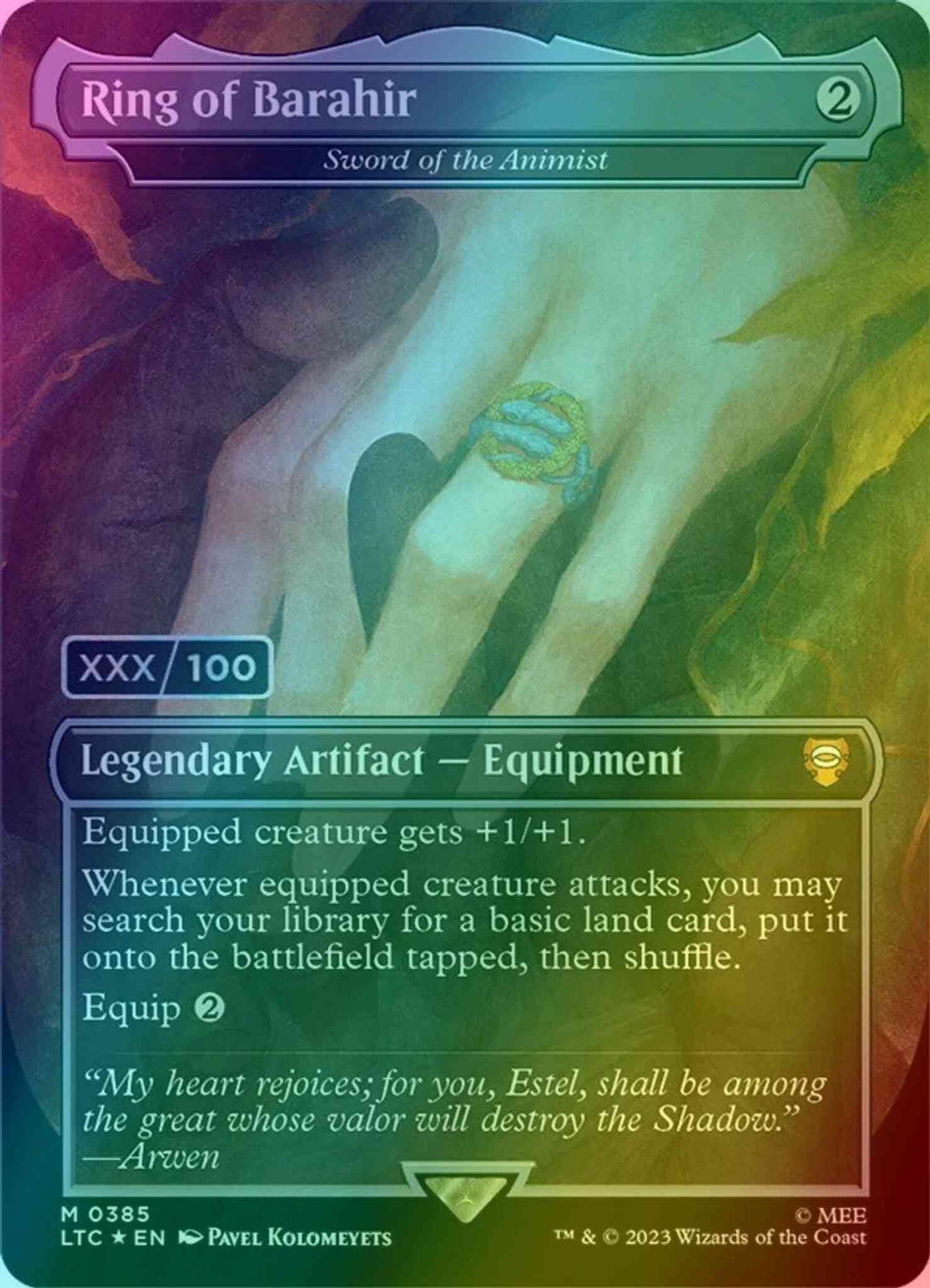 Ring of Barahir - Sword of the Animist - Serial Numbered [385z] [Borderless] [Realms and Relics] [The Lord of the Rings: Tales of Middle-earth: Commander] [Foil]