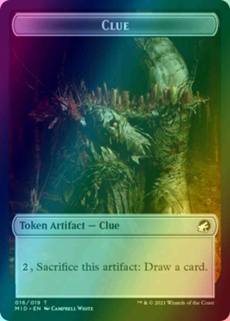 Clue Token (16) // Wrenn and Seven Emblem (18) [Innistrad: Midnight Hunt: Tokens] [Foil]