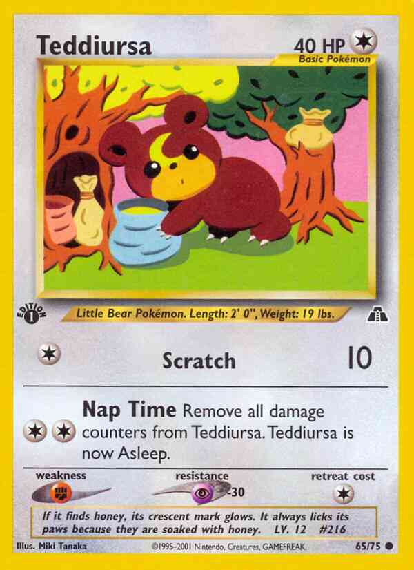 Teddiursa - 65/75 - Common - 1st Edition [neo2-65] [Non-Holo]
