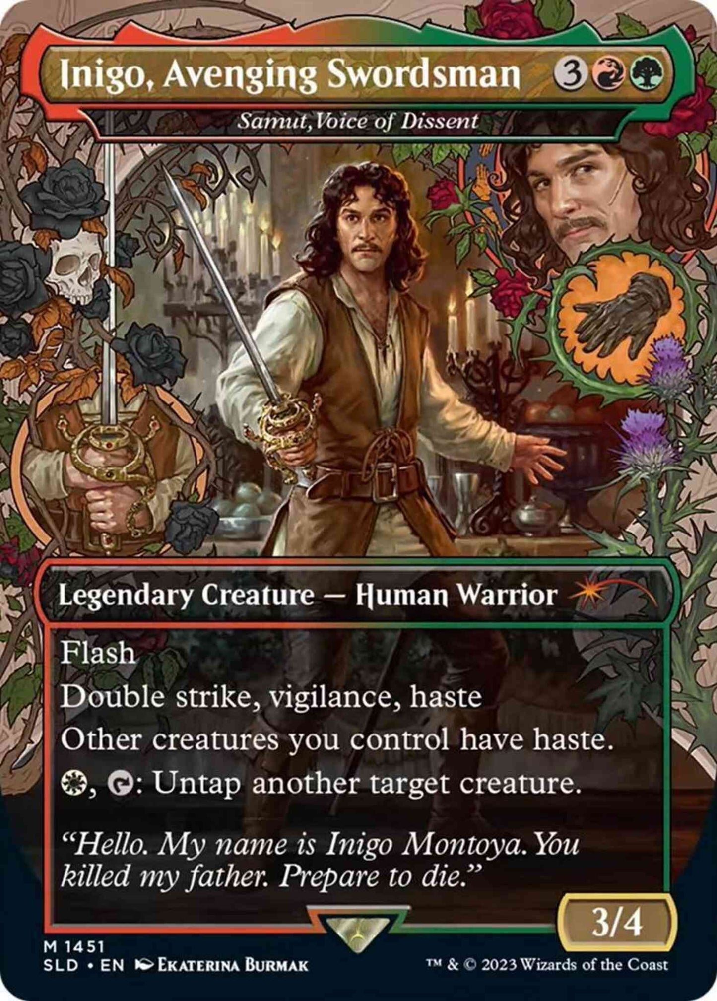 Inigo, Avenging Swordsman - Samut, Voice of Dissent [1451] [Borderless] [The Princess Bride] [Secret Lair Drop] [Non-Foil]