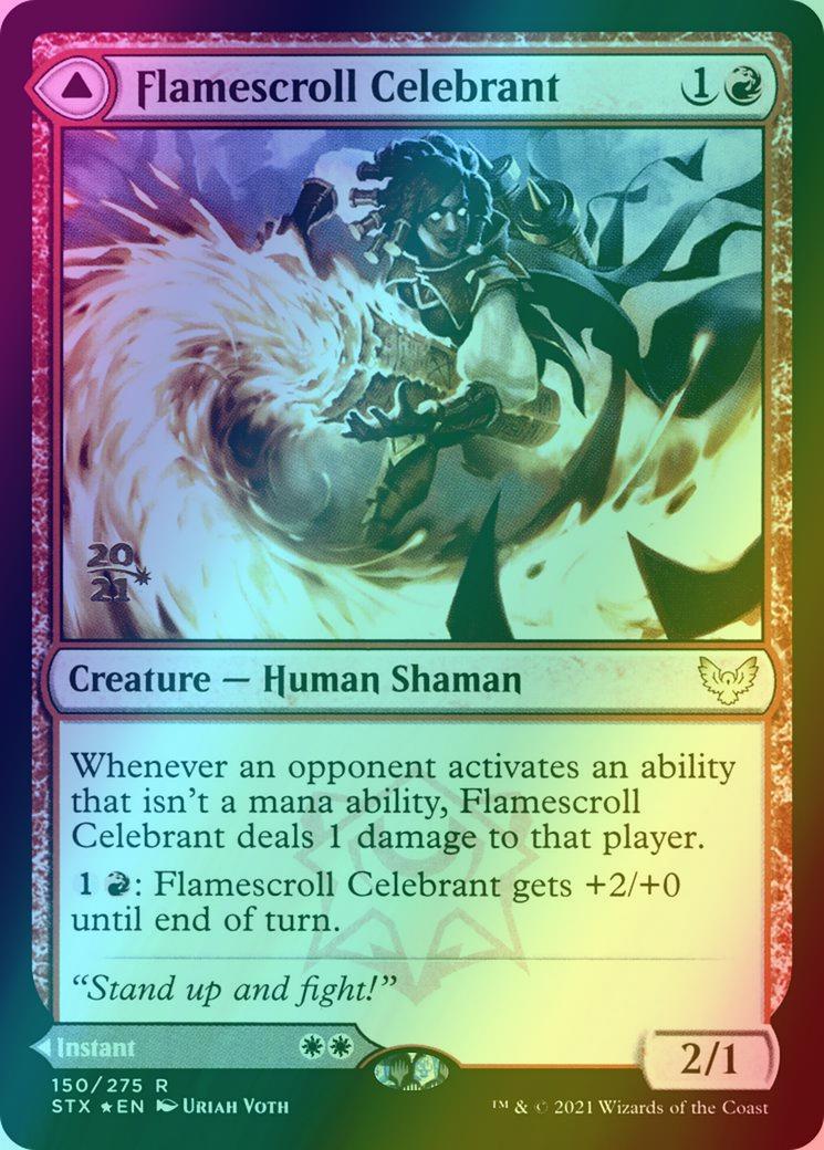 Flamescroll Celebrant // Revel in Silence [Prerelease] [150s] [Strixhaven: School of Mages Promos] [Foil]