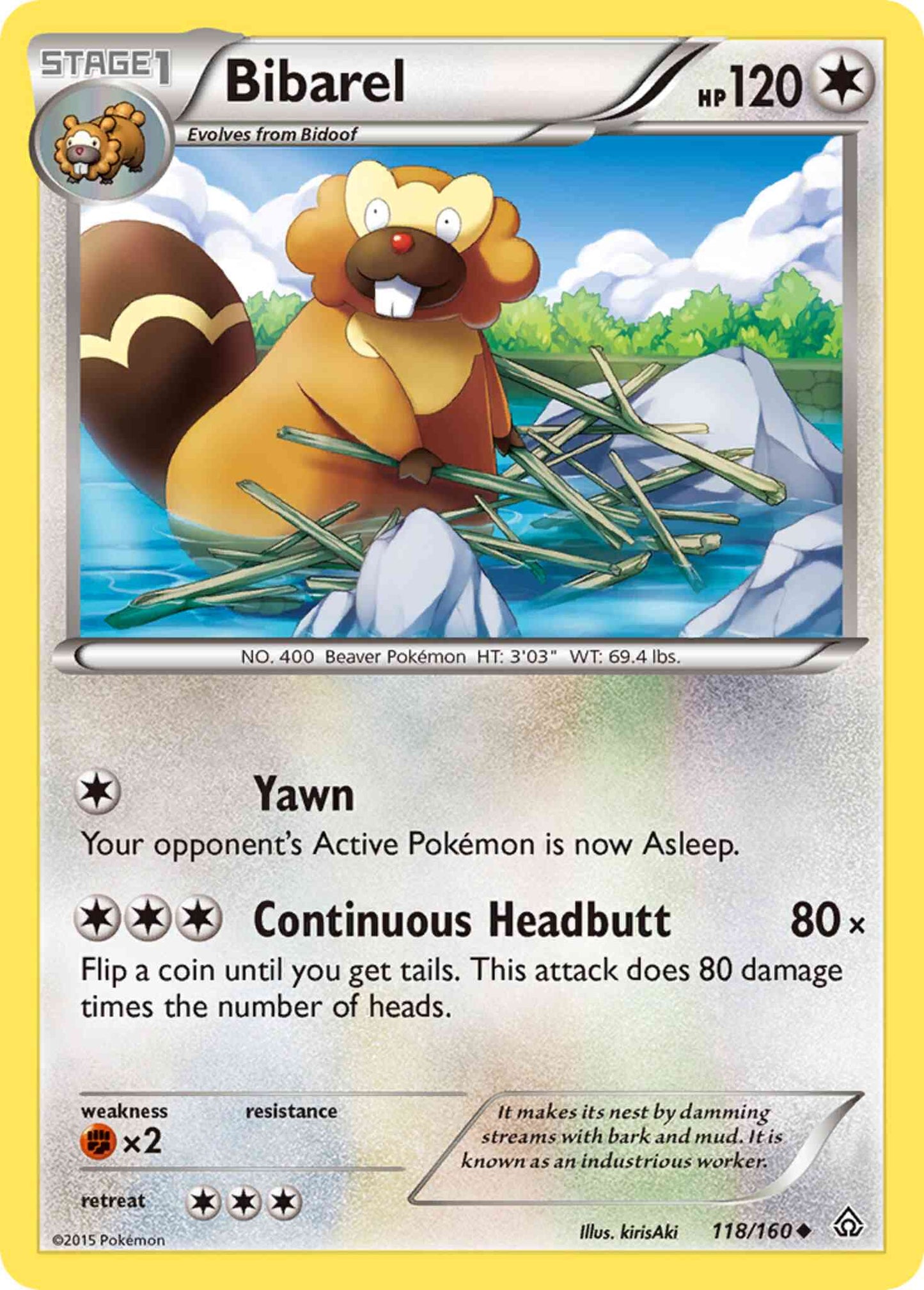 Bibarel - 118/160 - Uncommon [xy5-118] [Reverse Holo]