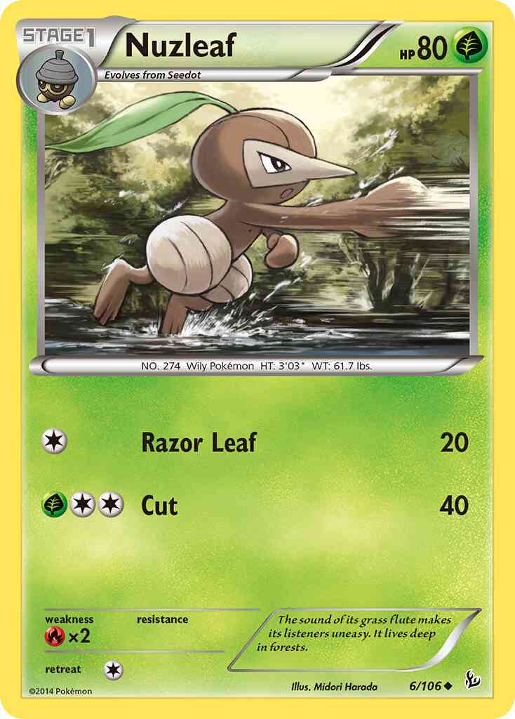 Nuzleaf - 6/106 - Uncommon [xy2-6] [Reverse Holo]