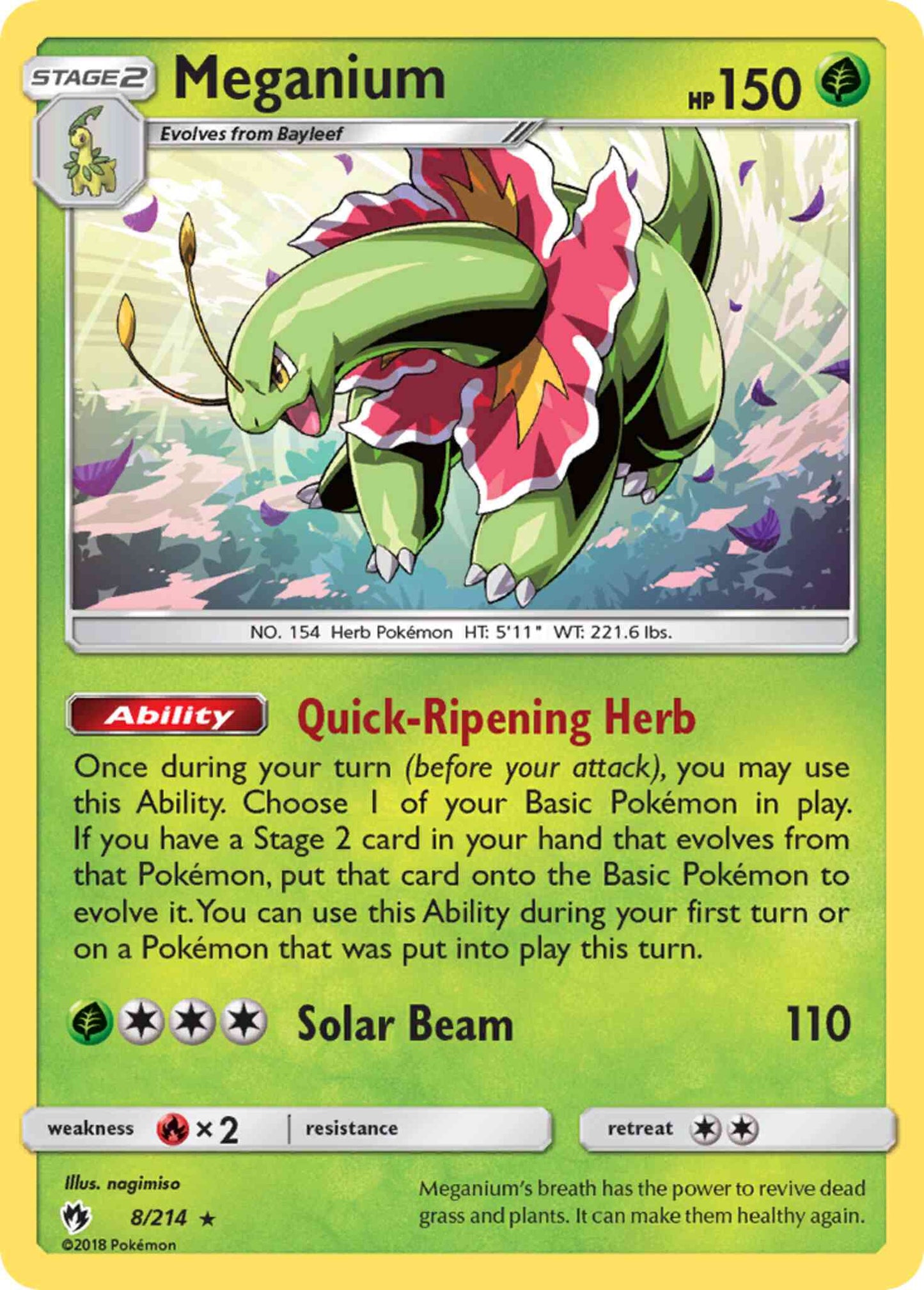 Meganium - 8/214 - Rare Holo [sm8-8] [Holo]