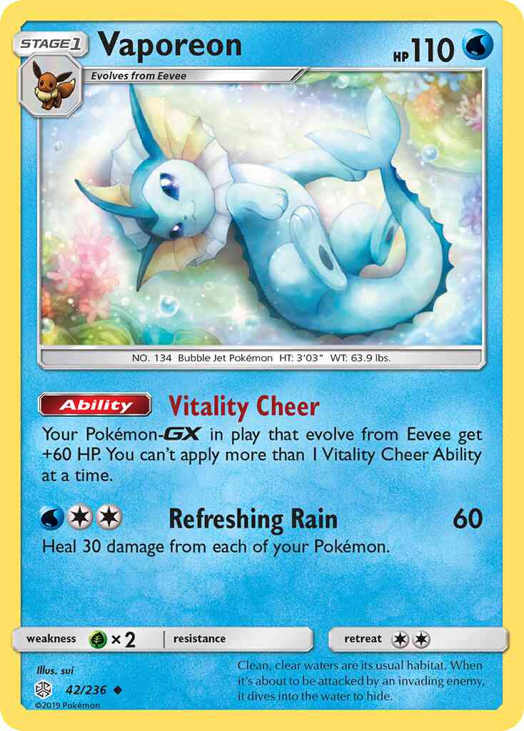 Vaporeon - 42/236 - Uncommon [sm12-42] [Non-Holo]