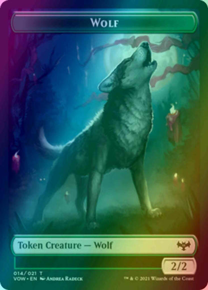 Wolf Token (14) // Zombie Token (08) [Innistrad: Crimson Vow: Tokens] [Foil]