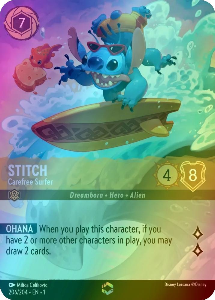 Stitch - Carefree Surfer (Enchanted) - 206/204 [The First Chapter] [Holofoil]