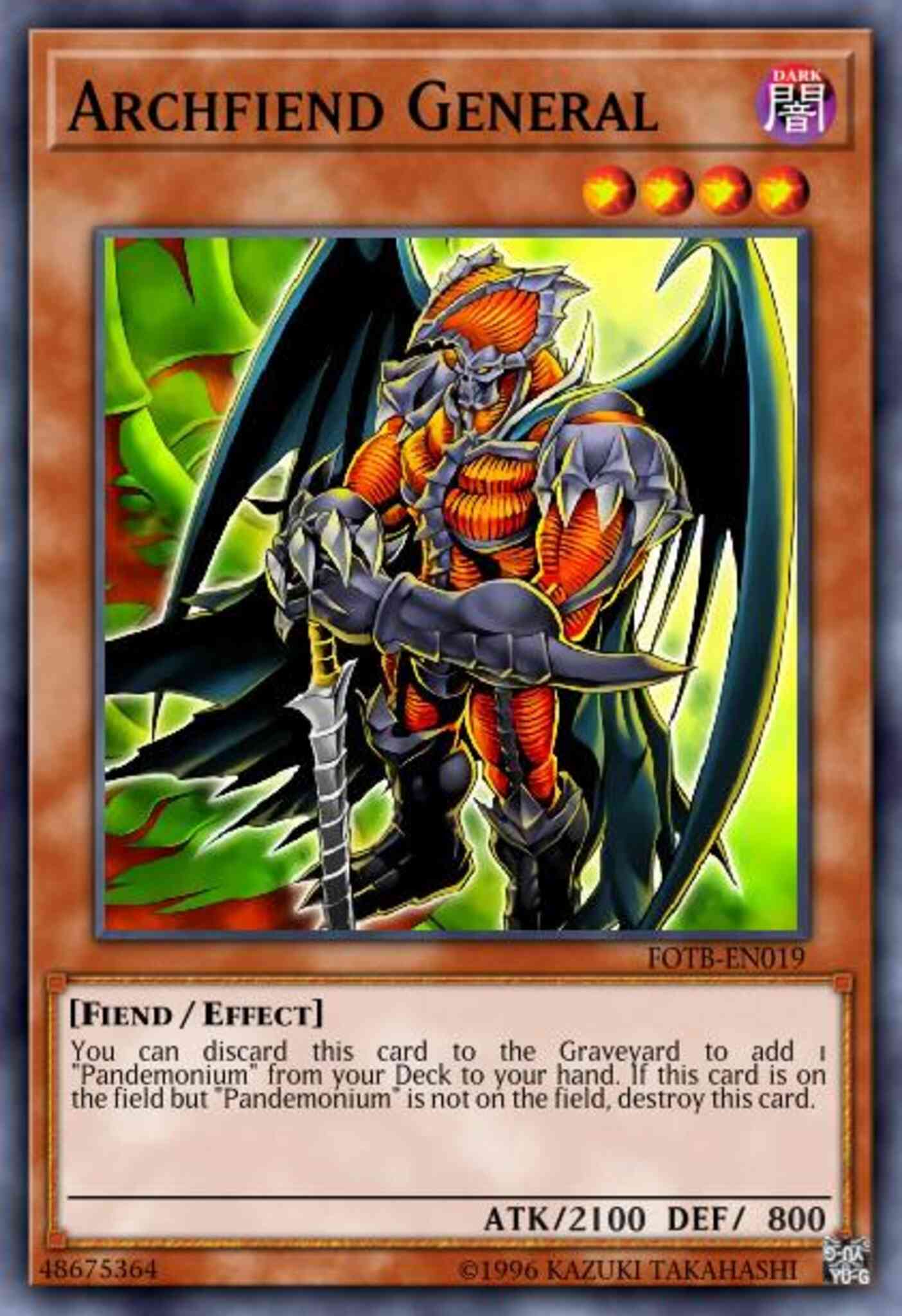 Archfiend General - FOTB-EN019 - Ultimate Rare - 1st Edition