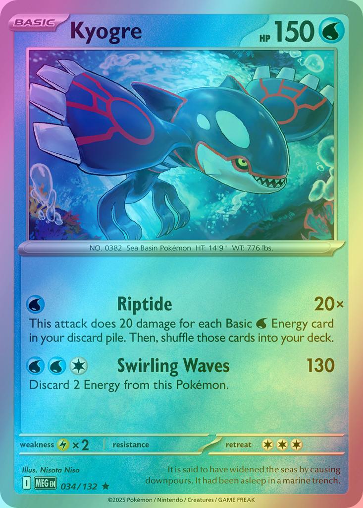 Kyogre - 034/132 - Rare [me01-034] [Reverse Holo]