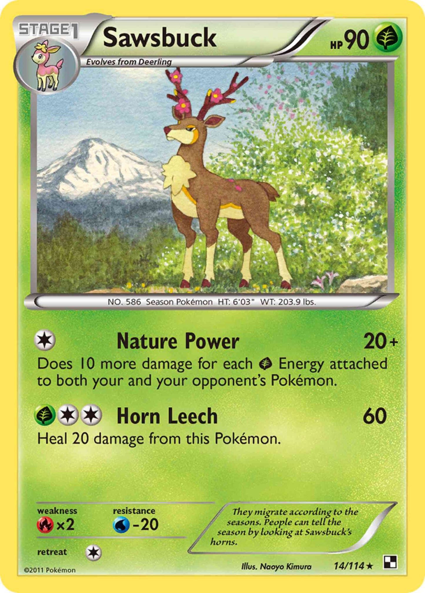 Sawsbuck - 14/114 - Rare [bw1-14] [Reverse Holo]
