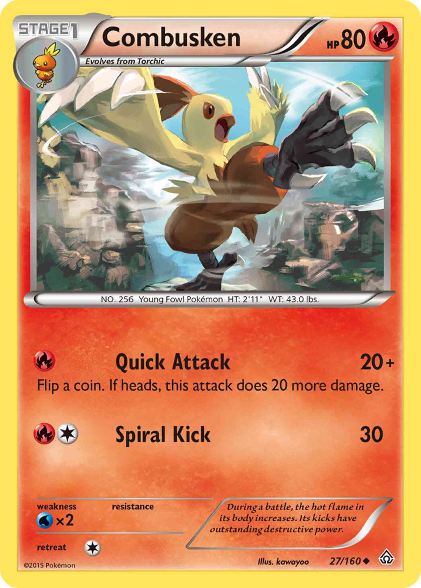 Combusken - 27/160 - Uncommon [xy5-27] [Reverse Holo]