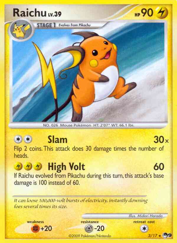 Raichu - 3/17 - Rare [pop9-3] [Non-Holo]