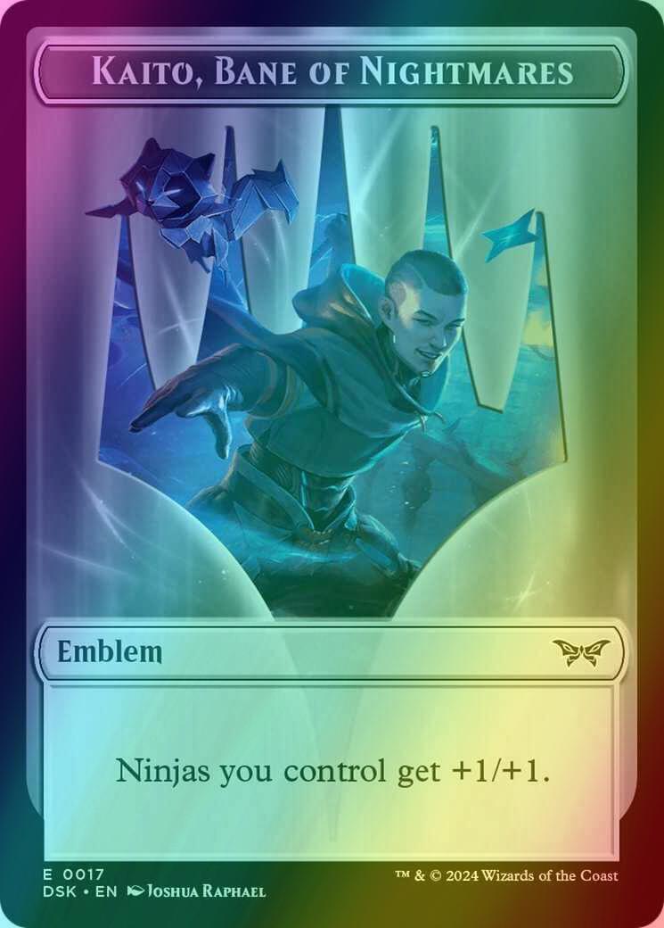 Gremlin Token (11) // Kaito, Bane of Nightmares Emblem (17) [Duskmourn: House of Horror: Tokens] [Foil]