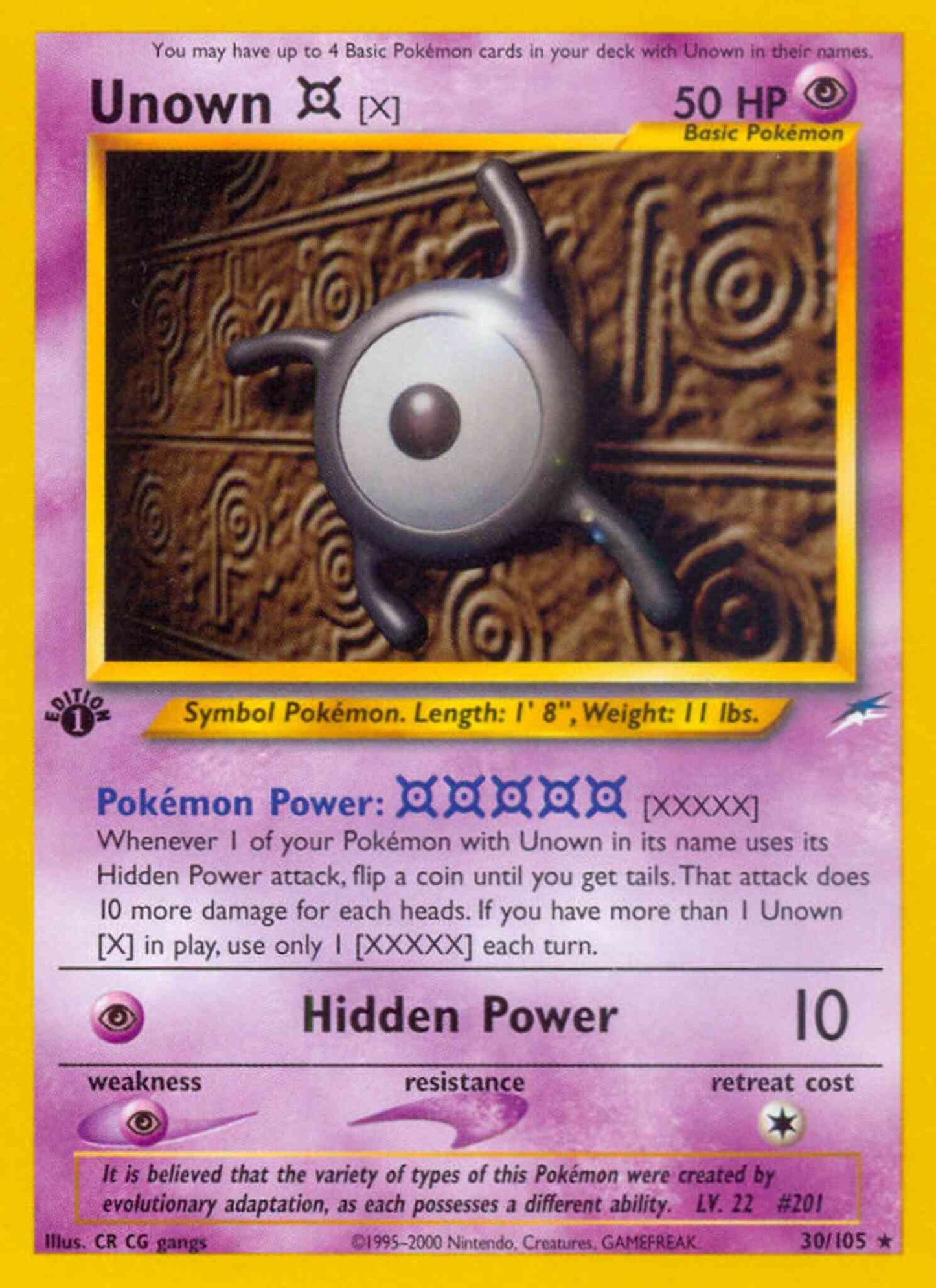 Unown - 1st Edition [X] - 30/105 - Rare - 1st Edition [neo4-30] [Non-Holo]
