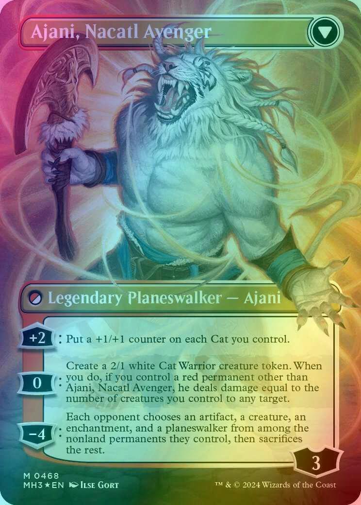 Ajani, Nacatl Pariah // Ajani, Nacatl Avenger [468] [Borderless] [Modern Horizons 3] [Textured Foil]