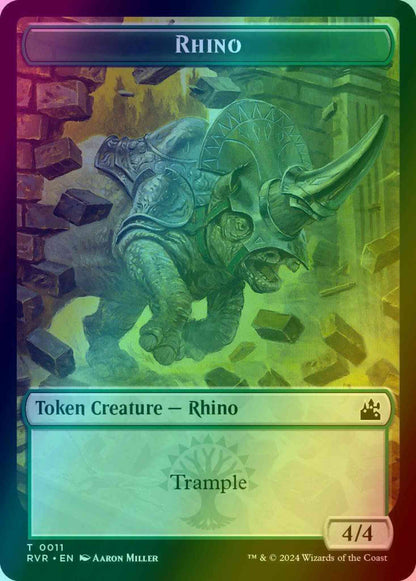 Rhino Token (11) // Saproling Token (12) [Ravnica Remastered: Tokens] [Foil]