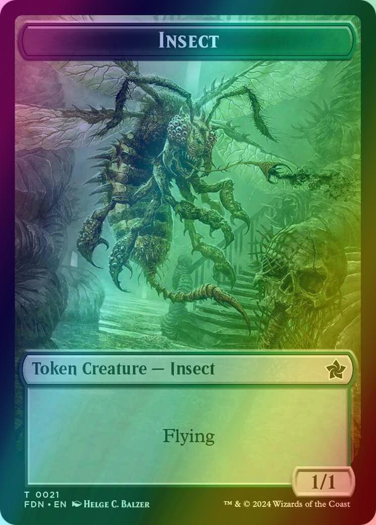 Insect Token (21) // Zombie Token (15) [Foundations: Tokens] [Foil]