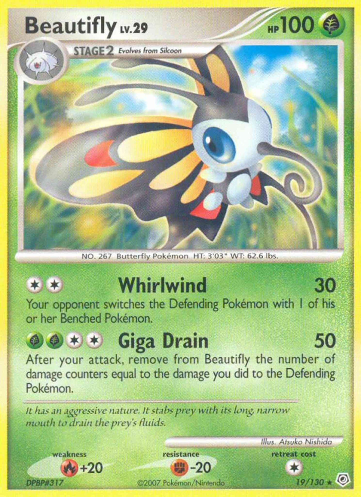 Beautifly - 19/130 - Rare [dp1-19] [Reverse Holo]