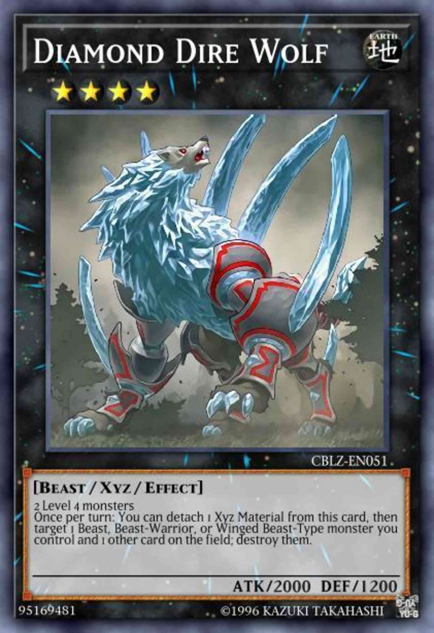 Diamond Dire Wolf - BP03-EN127 - Shatterfoil Rare - 1st Edition