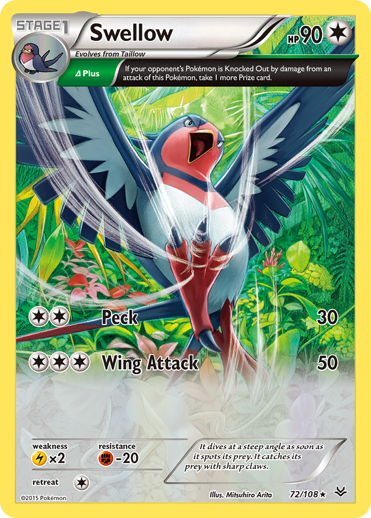 Swellow - Theme Deck - 72/108 - Rare Holo [xy6-72] [Non-Holo]