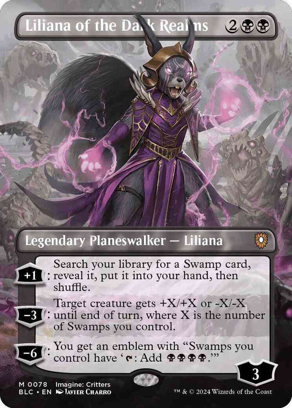 Liliana of the Dark Realms [78] [Borderless] [Imagine: Critters] [Bloomburrow: Commander] [Non-Foil]