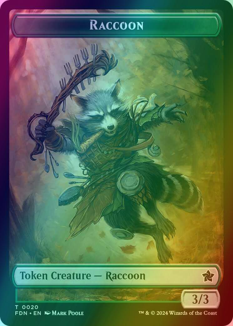 Elf Warrior Token (19) // Raccoon Token (20) [Foundations: Tokens] [Foil]