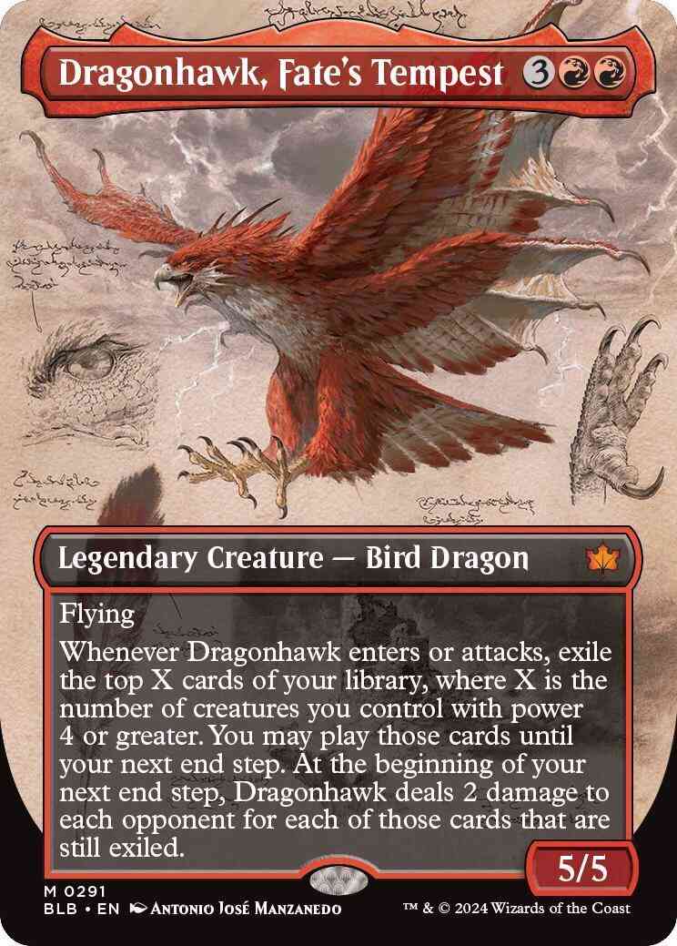 Dragonhawk, Fate's Tempest [291] [Borderless] [Field Notes] [Bloomburrow] [Non-Foil]